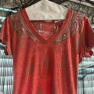 Women’s Miss Me Angel Wings tee shirt with lace and silver stud